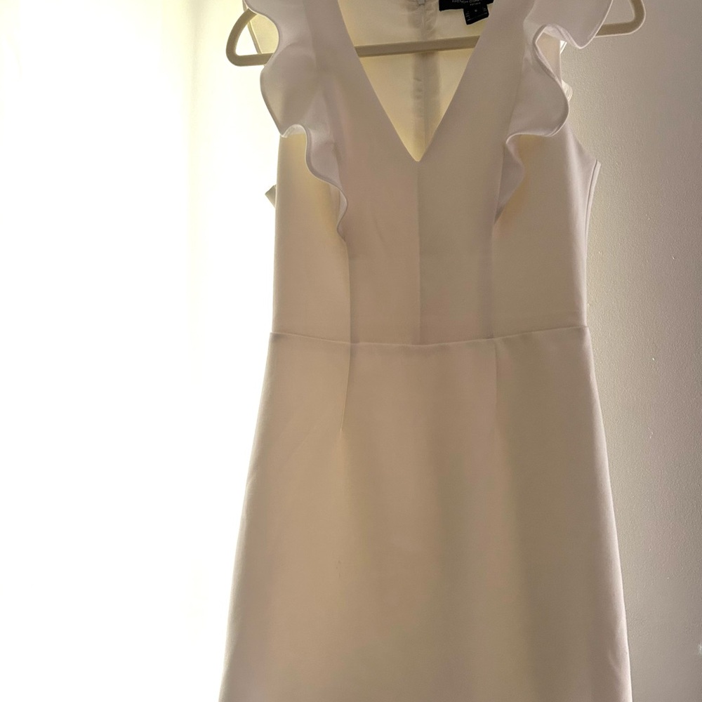 French Connection White Sheath Dress V-Neck Sleeveless